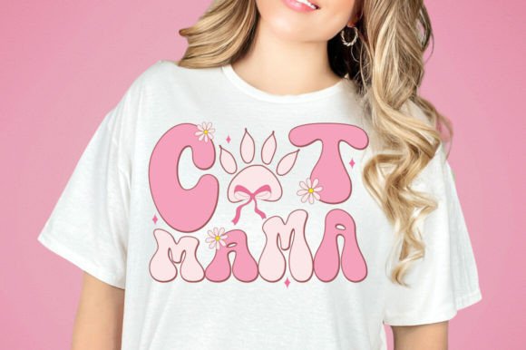 Coquette Cat Mama Mom Svg Png Pink for Crafts and Graphics