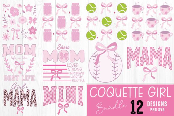 Coquette Girl Mama Mom Svg Png Bundle for Crafts and Graphics