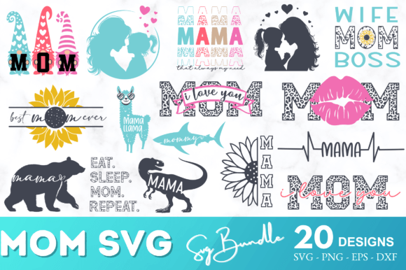 Happy Mom SVG Mothers Day Graphics Bundle for Crafts & Branding