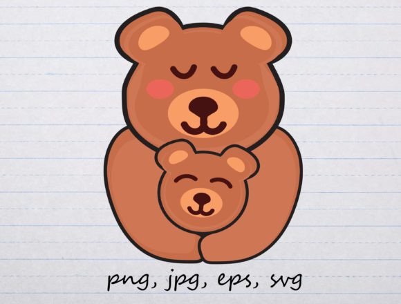 Mom and Baby Bear Clipart Vector Graphic: A Versatile Illustration for Creative Sellers